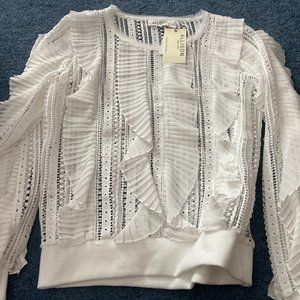 NEW WITH TAGS ALLISON WHITE RUFFLE & LACE TOP- SMALL RETAIL $215